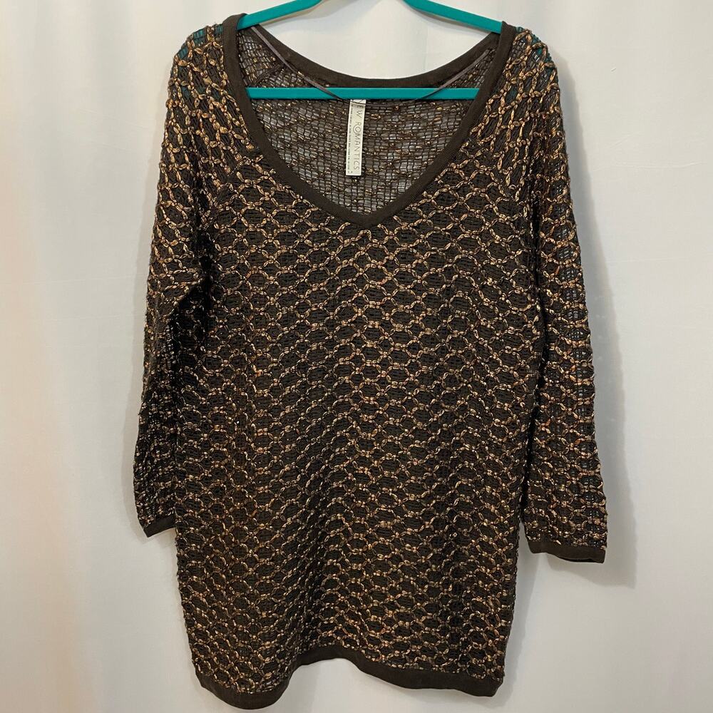 Free People New Romantics Joan of Arc Brown Gold Long Sleeve Sweater Dress Small